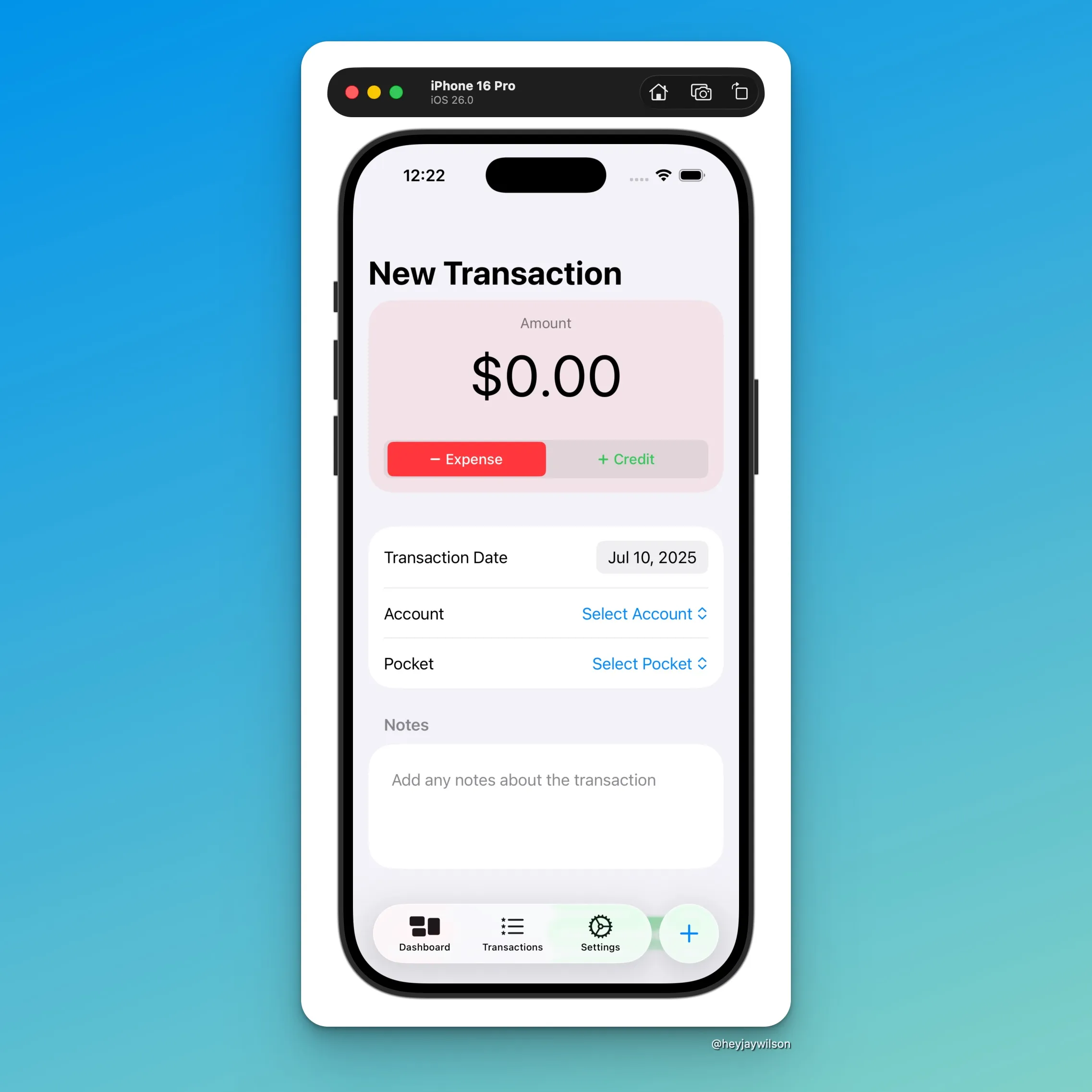 New Transaction View